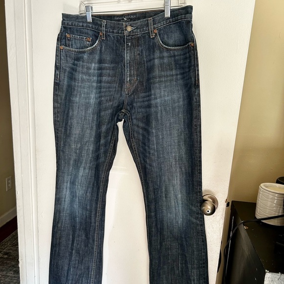Banana Republic men’s bootcut jeans 34x34  dark wash 100% cotton - Picture 1 of 6